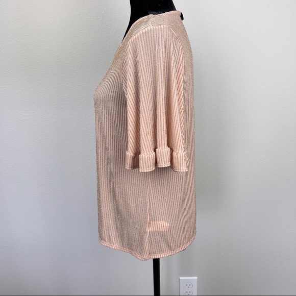 NWT Anthro W5 blush pink sparkly ruffle sleeve top - Picture 3 of 11